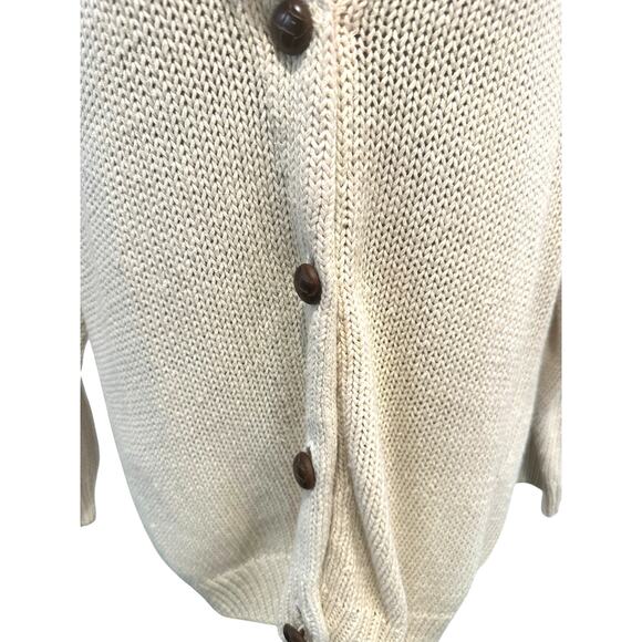 Chaus Vintage Ivory Cream Cardigan Sweater with Embroidered Floral Collar-Small - Picture 3 of 10